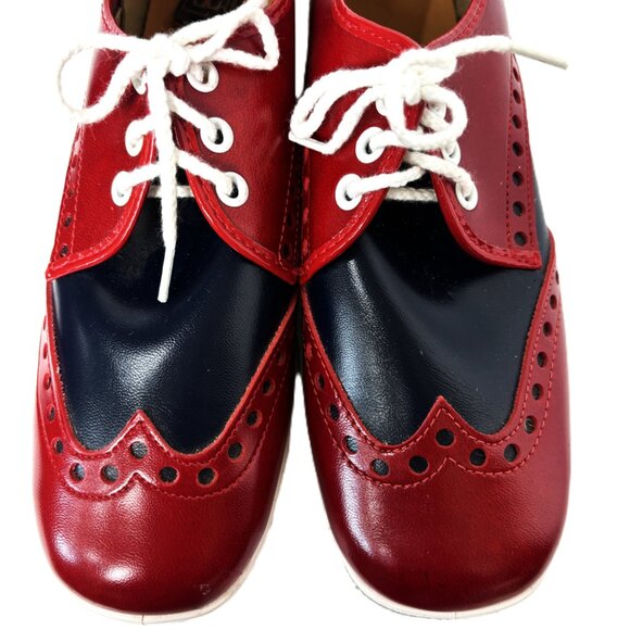 Brunswick Bowling 50’s Style Saddle Shoes Red Blue VTG - Picture 3 of 15